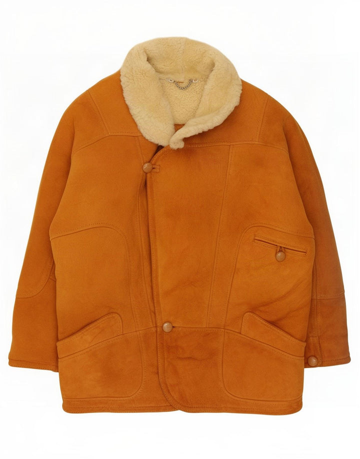 Jaqueta masculina vintage shearling IT 50 grande bege