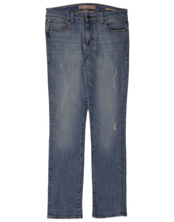 Guess Jeans skinny masculino desgastado W33 L33 azul algodão