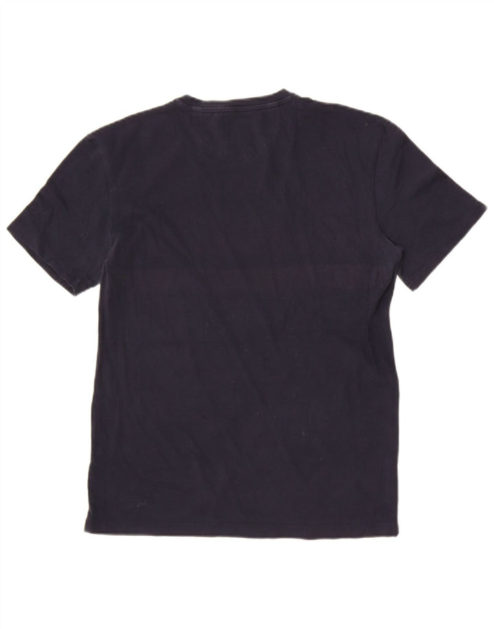 Camiseta masculina Zara Slim Fit Top Médio Algodão Azul Marinho