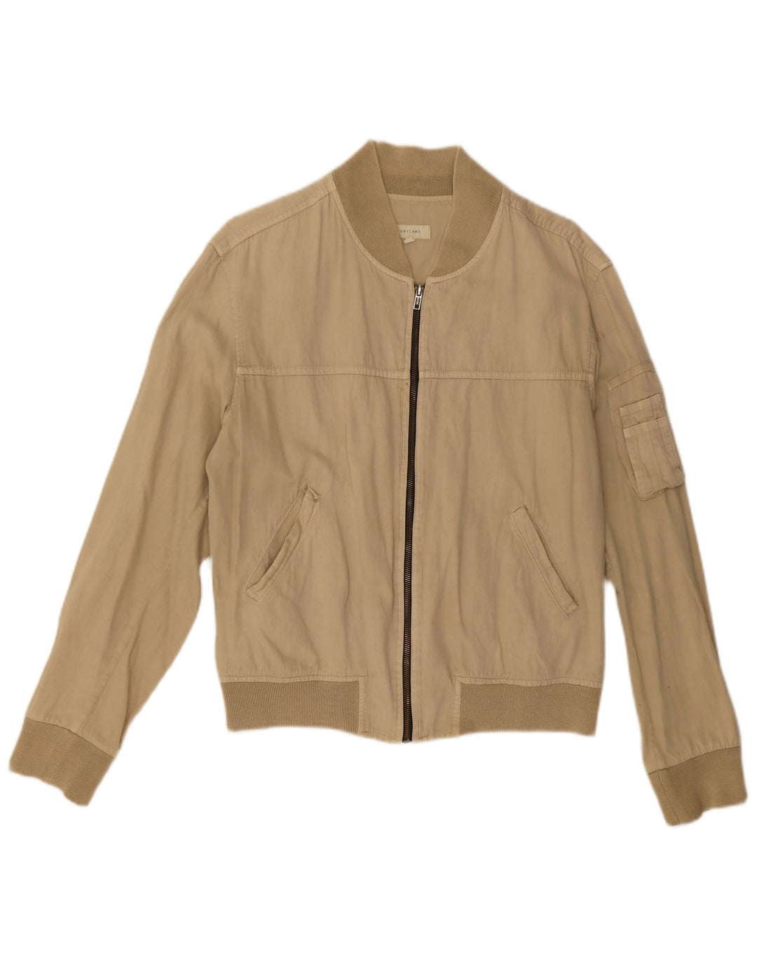 Vintage Womens Bomber Jacket UK 16 Large Beige Cotton