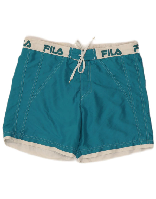 Fila Mens Graphic Natação Shorts Médio Azul Colourblock Poliéster
