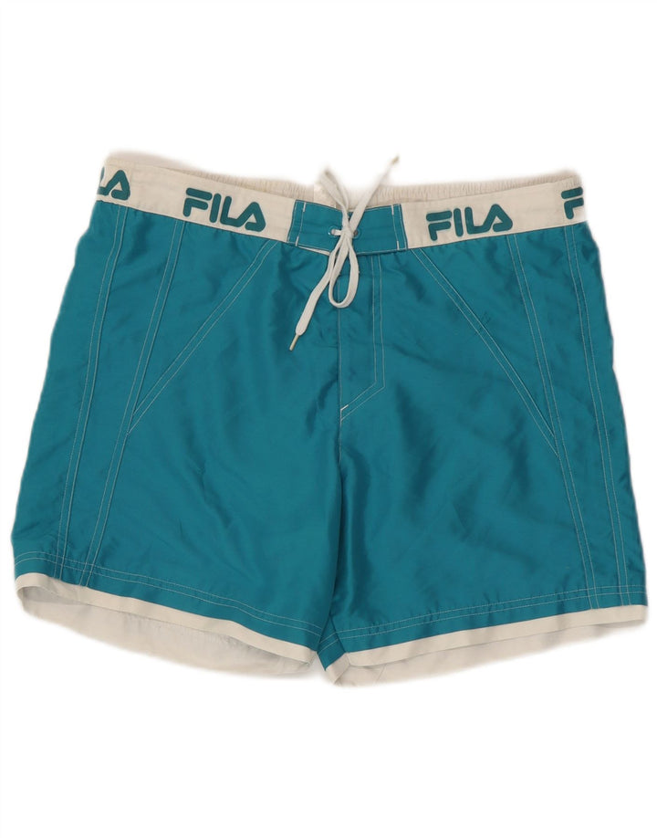 Fila Mens Graphic Natação Shorts Médio Azul Colourblock Poliéster