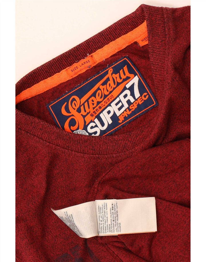 Camiseta masculina Superdry com estampa gráfica grande algodão manchado marrom
