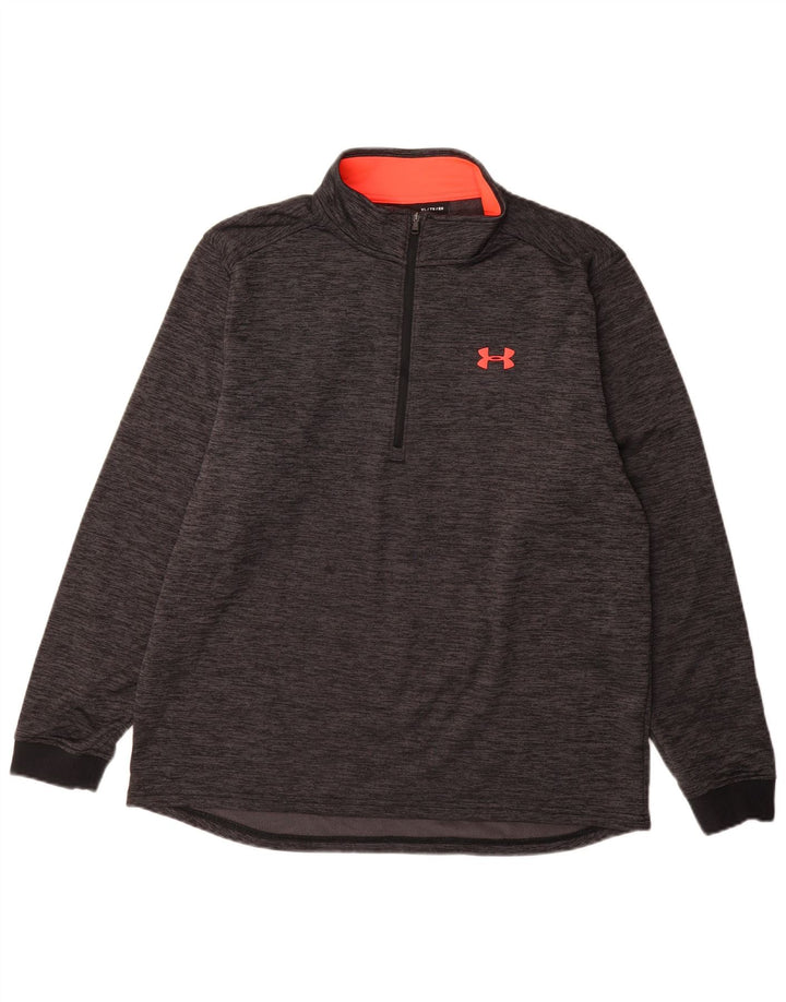 UNDER ARMOUR Mens Cold Gear Zip Neck Moletom Jumper XL Cinza Salpicado