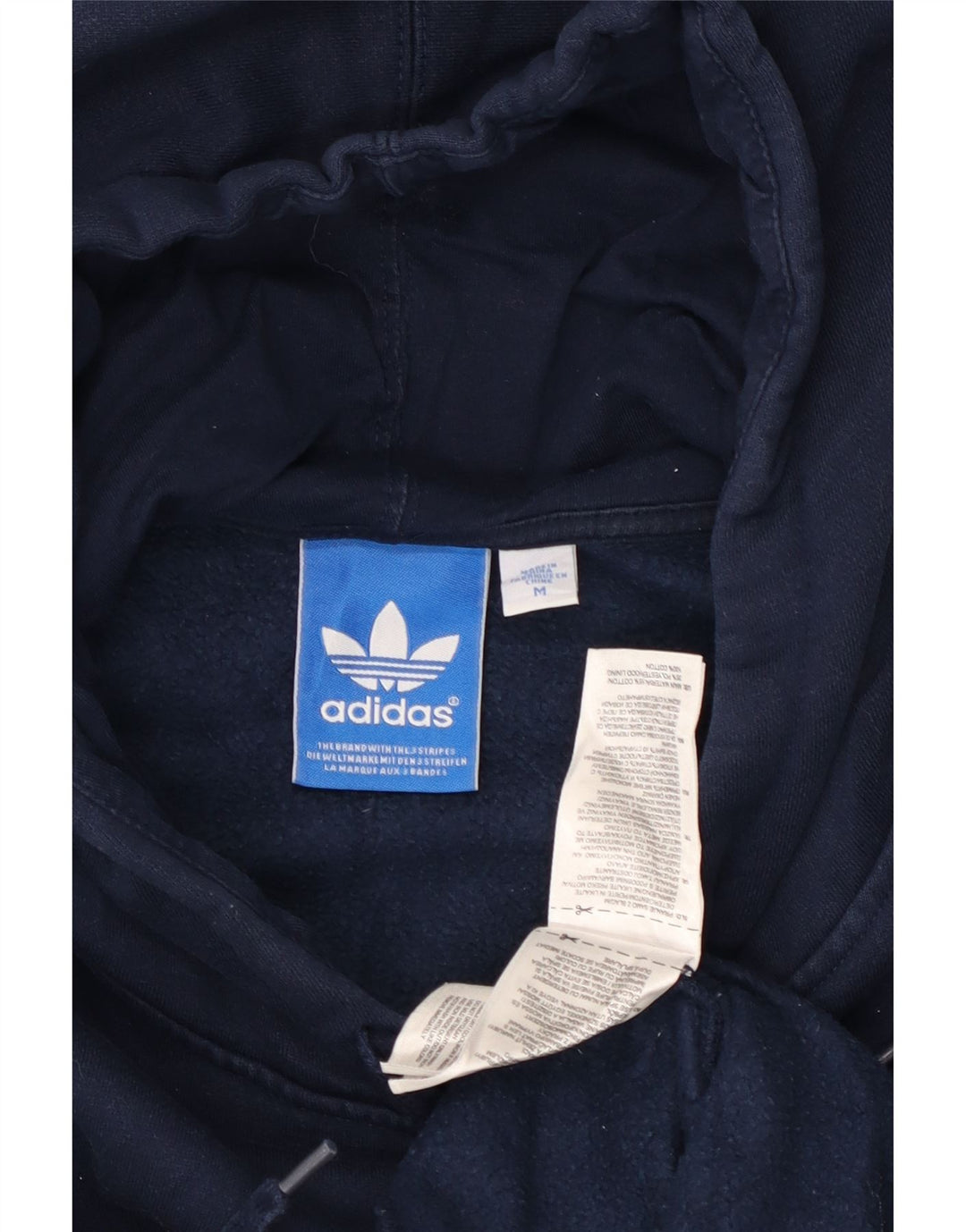 ADIDAS Mens Graphic Hoodie Jumper Médio Algodão Azul Marinho