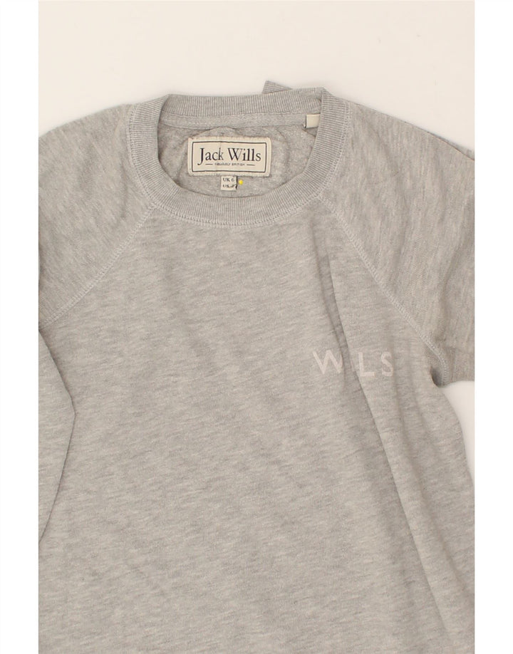 JACK WILLS Womens Sweatshirt Jumper UK 6 XS Grey Cotton Vintage Jack Wills and Second-Hand Jack Wills from Messina Hembry 