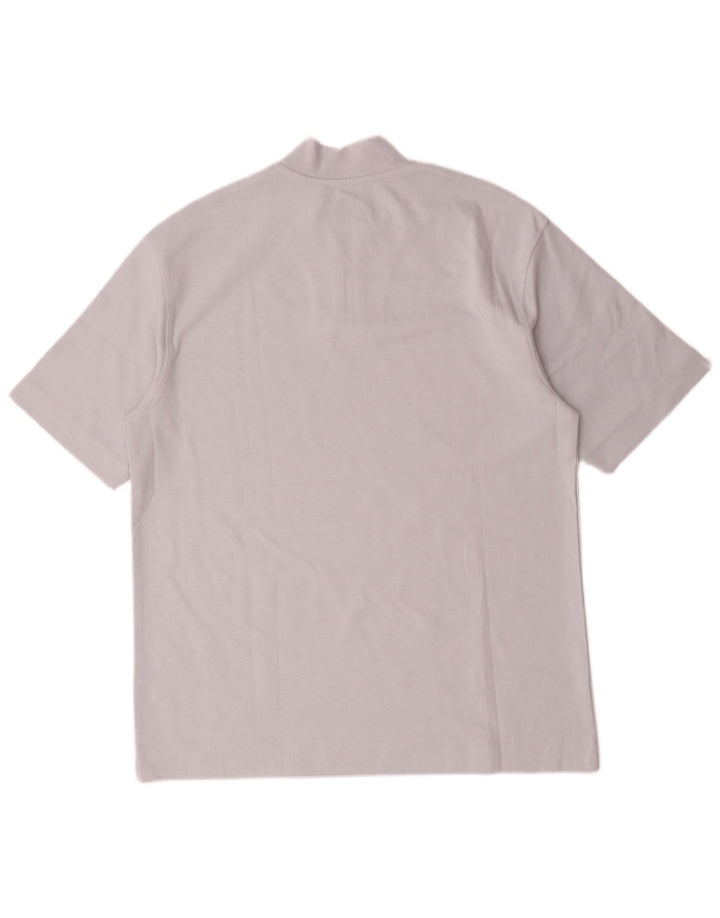 Camiseta masculina Zara com zíper e gola alta de algodão azul médio
