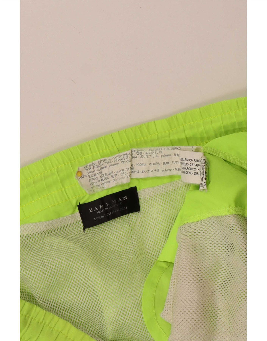 Zara Calções de banho masculinos poliéster verde médio