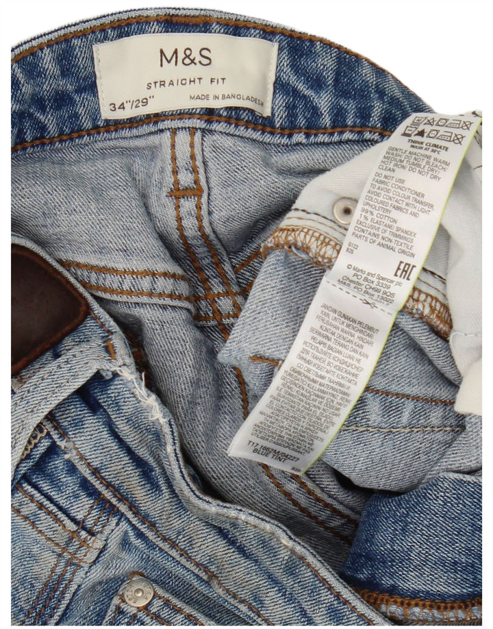 Shorts jeans masculino Marks & Spencer W34 grande algodão azul