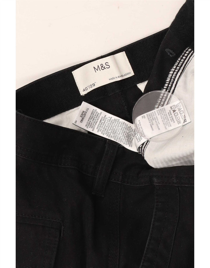 Calça cargo slim masculina Marks & Spencer W40 L29 algodão preto