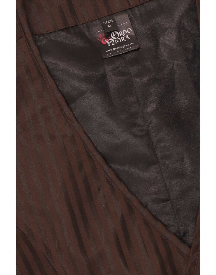 Colete masculino vintage XL poliéster listrado marrom