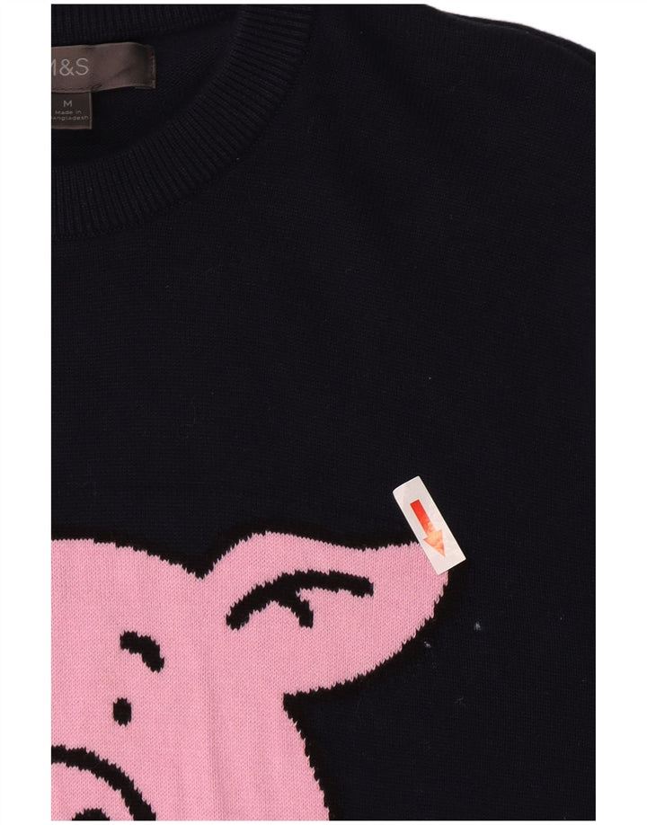 Suéter masculino Marks & Spencer com gola redonda e estampa animal azul marinho médio
