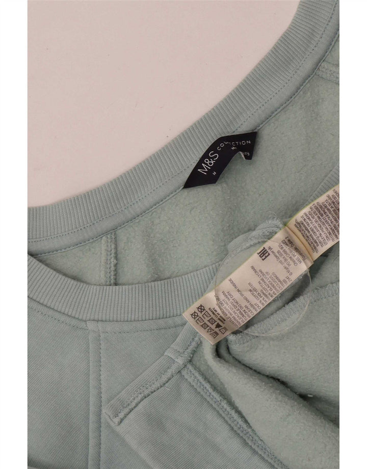 Suéter feminino Marks & Spencer Longline com capuz Reino Unido 14 algodão azul médio