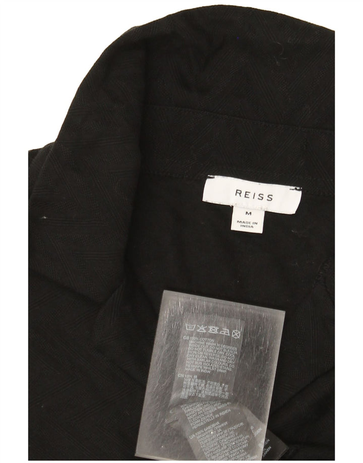 Camisa masculina Reiss de algodão geométrico preto médio