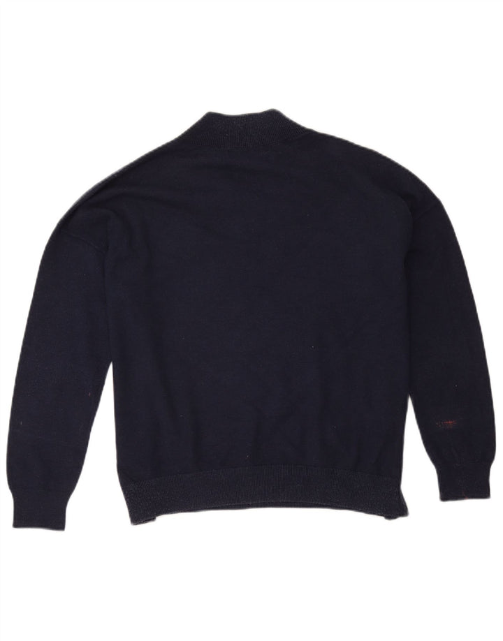Suéter feminino Marks & Spencer com decote em V grande, azul marinho médio