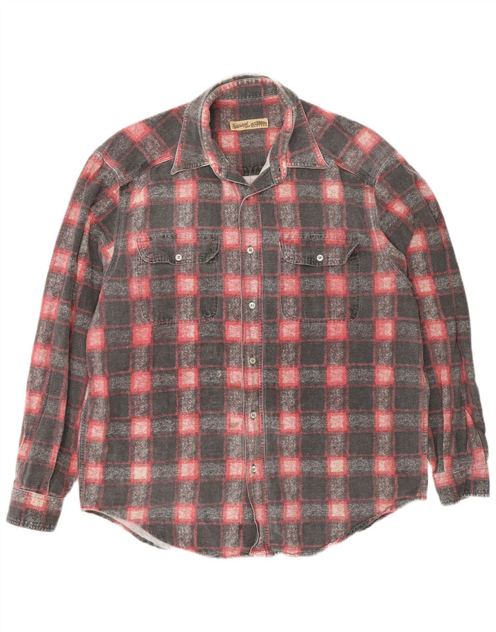 Camisa masculina de flanela El Charro grande algodão xadrez cinza