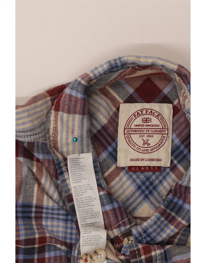Camisa masculina de flanela Fat Face XL algodão xadrez multicolorido