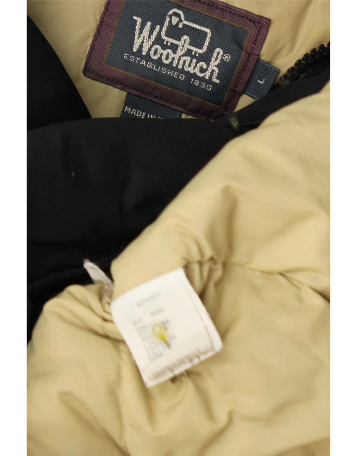 Jaqueta masculina Woolrich com capuz Parka UK 40 grande algodão preto