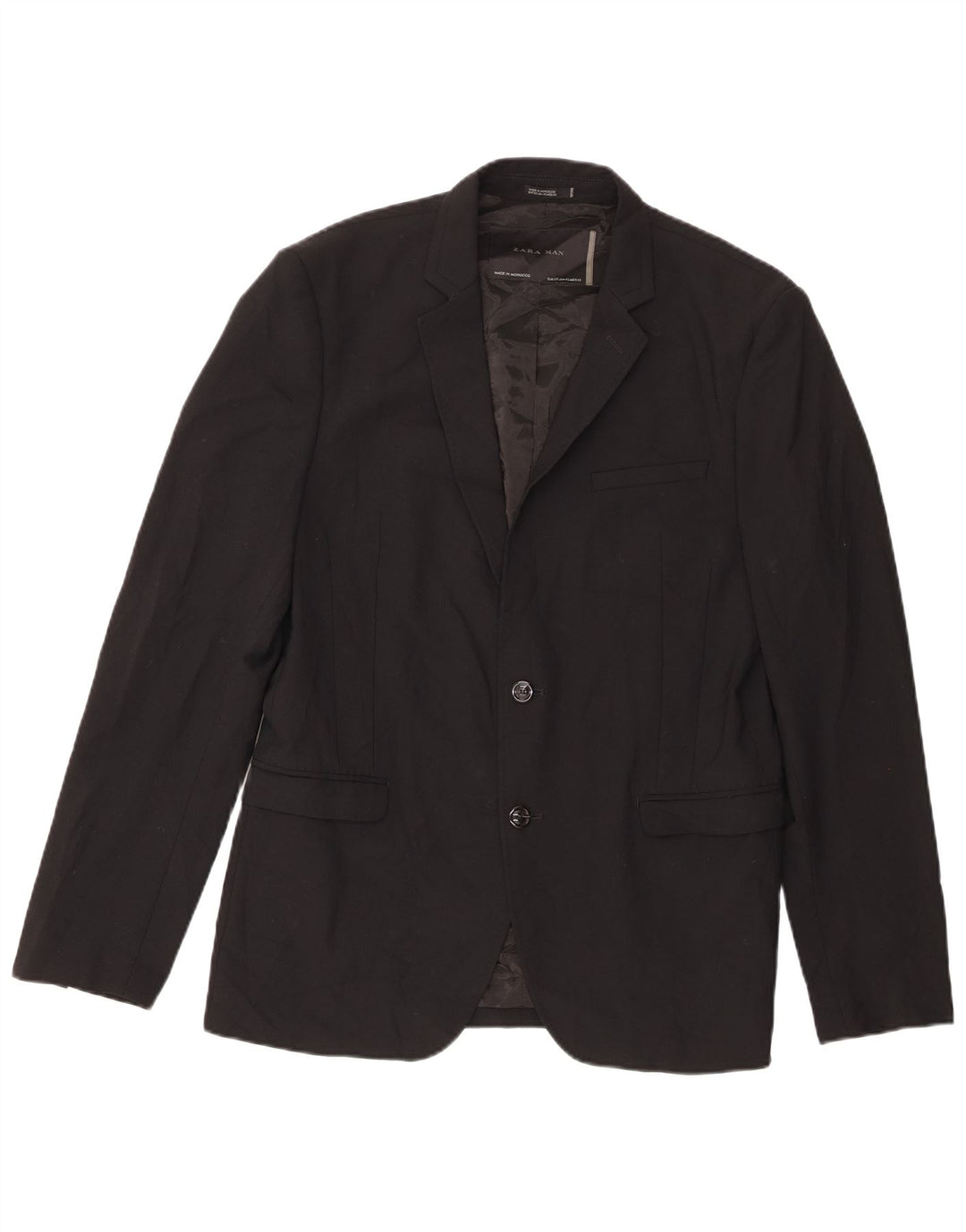 Jaqueta blazer masculina Zara com 2 botões EU 52 3XL poliéster preto