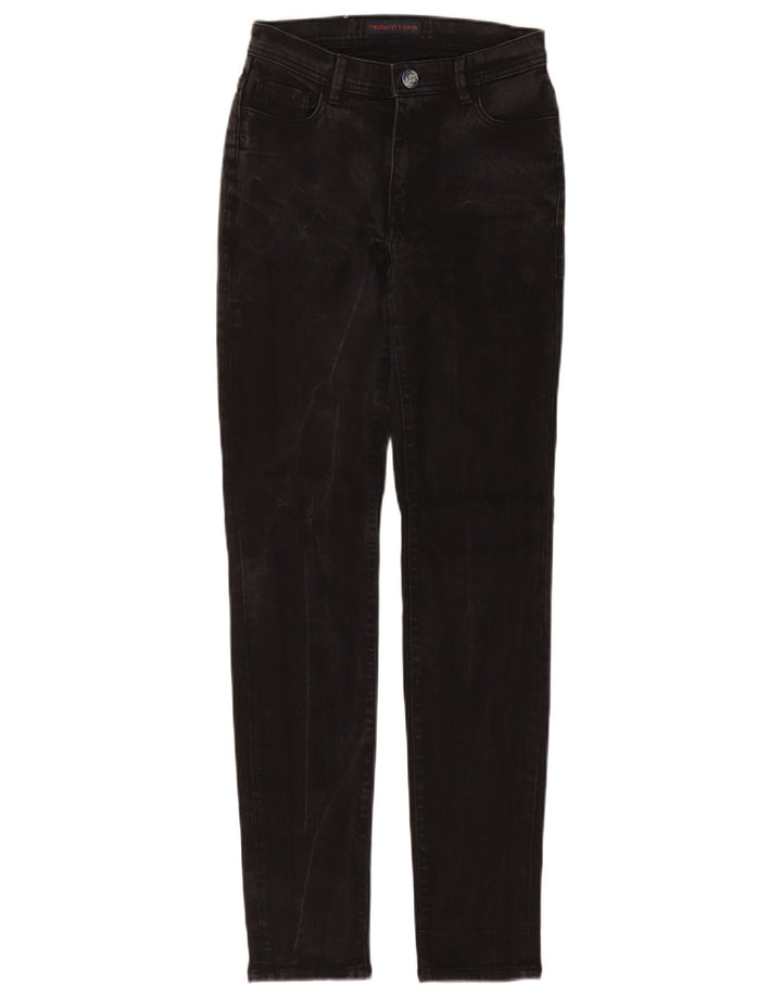 Jeans retos femininos Trussardi W26 L31 algodão preto