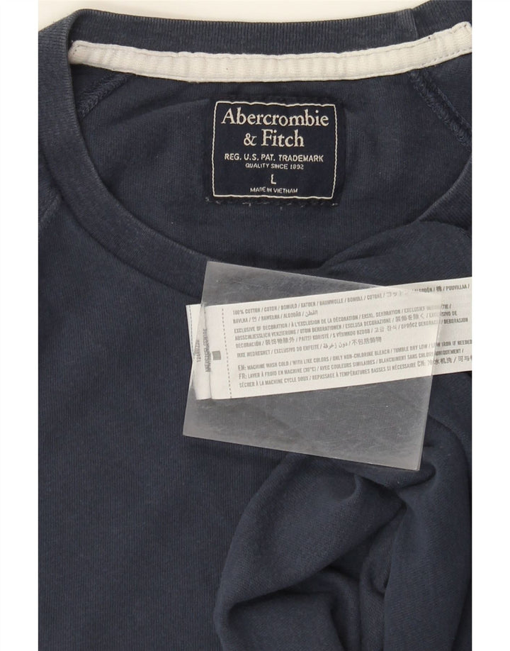 Top masculino Abercrombie & Fitch manga comprida grande algodão azul marinho