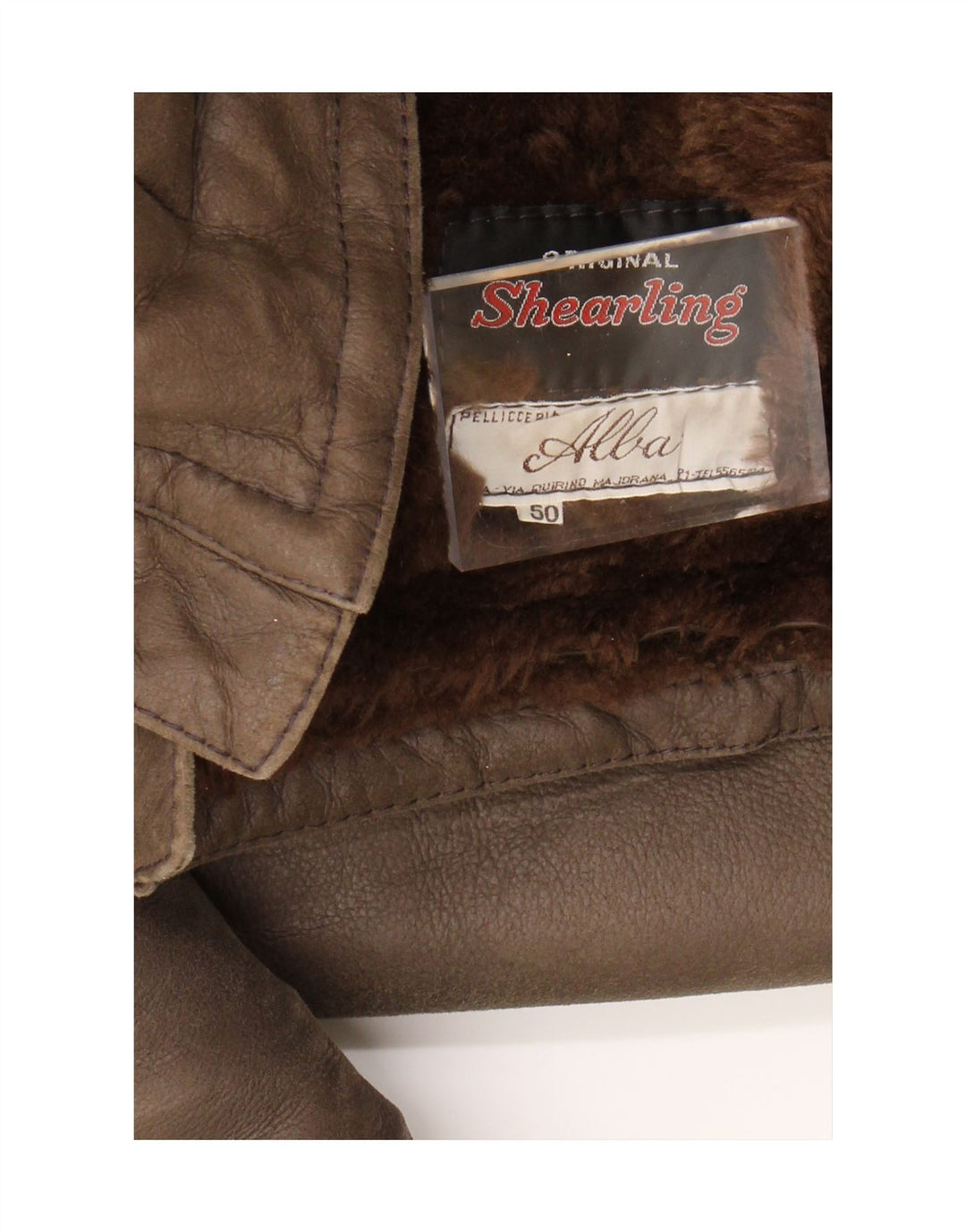 Jaqueta masculina vintage de shearling IT 50 grande marrom shearling