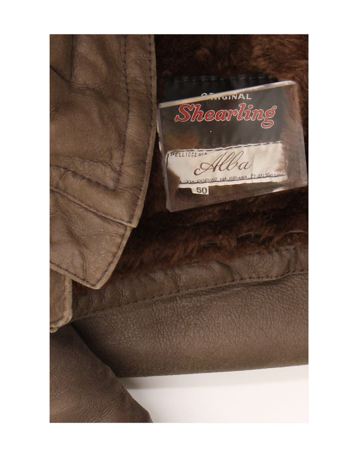 Jaqueta masculina vintage de shearling IT 50 grande marrom shearling
