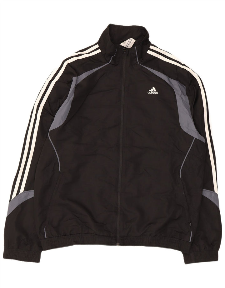 Adidas Mens Tracksuit Top Jacket UK 42/44 Grande Preto Colorblock Poliéster