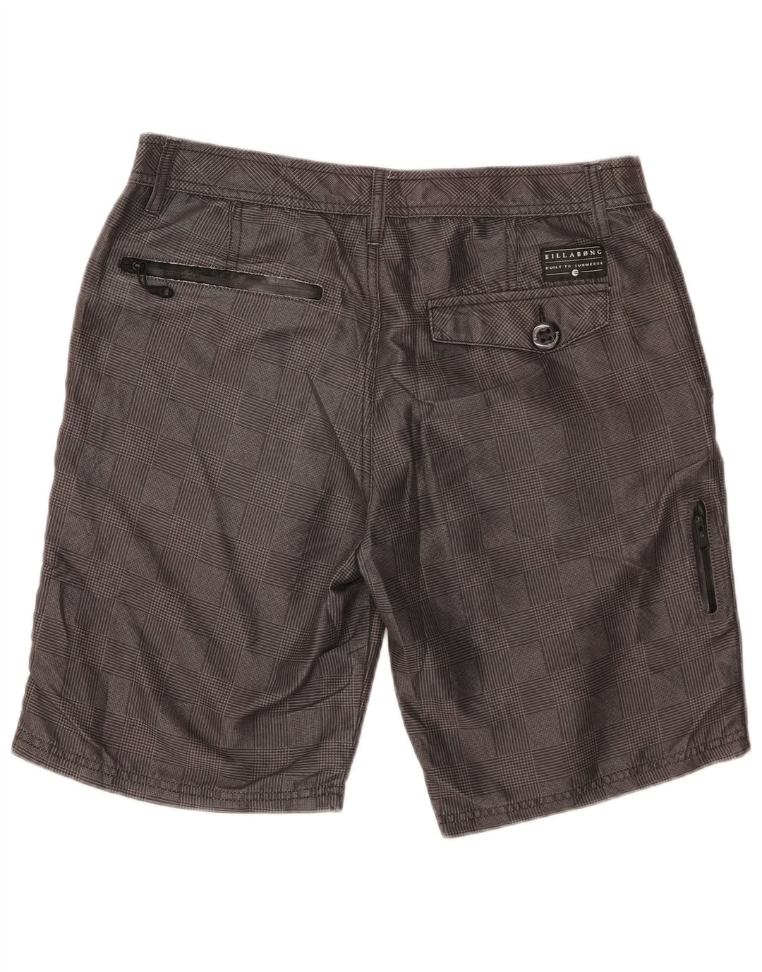 BILLABONG Mens Chino Shorts W32 Poliéster Houndstooth Cinza Médio