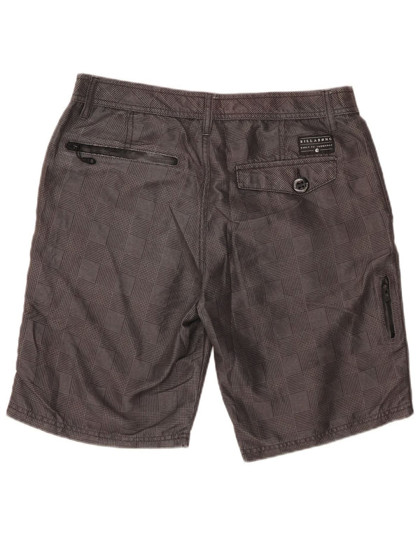 BILLABONG Mens Chino Shorts W32 Poliéster Houndstooth Cinza Médio