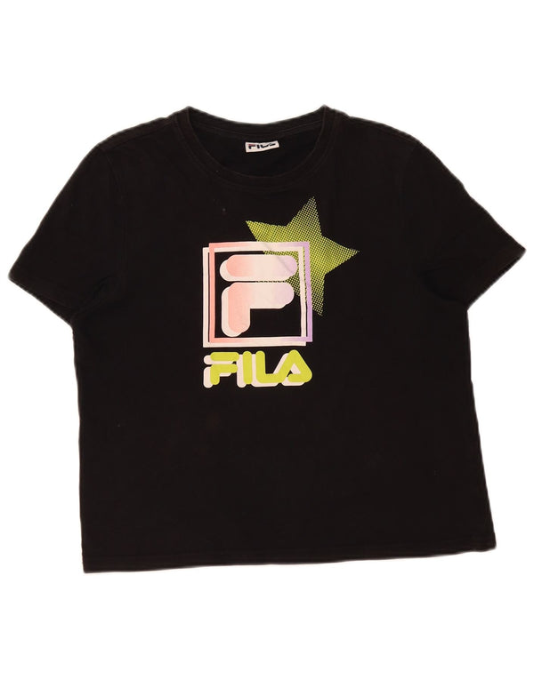 Camiseta feminina Fila Crop Graphic UK 12 algodão preto médio