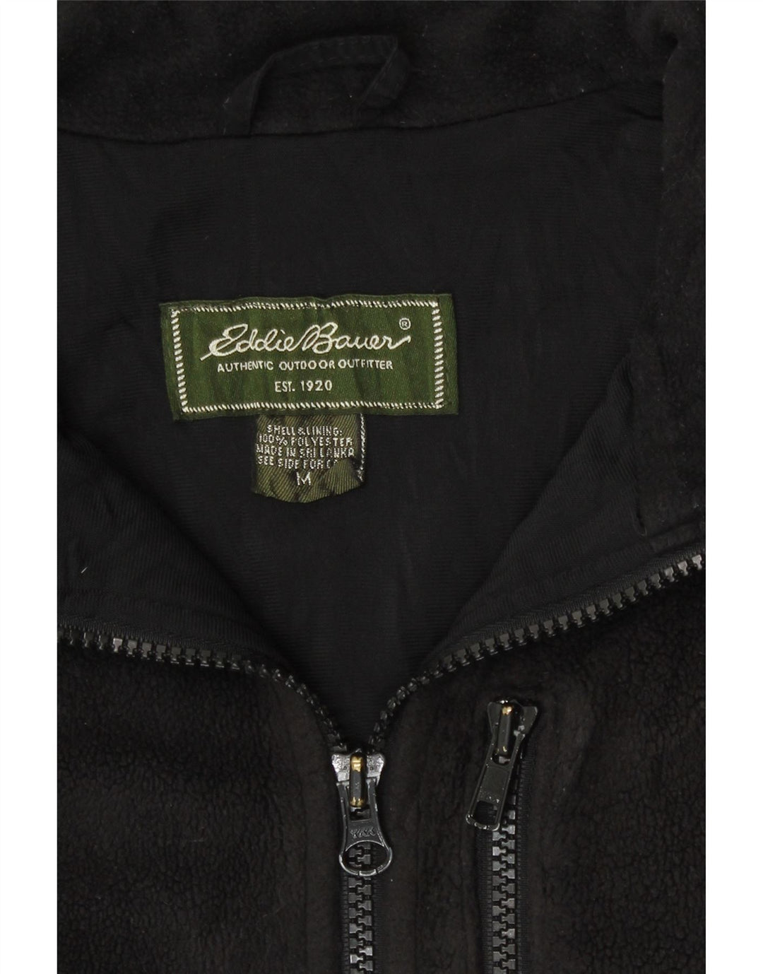 Jaqueta de lã masculina Eddie Bauer UK 38 poliéster preto médio