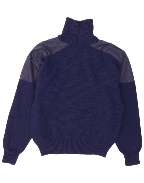 Conte of Florence Suéter masculino com gola e botão IT 52 grande azul marinho