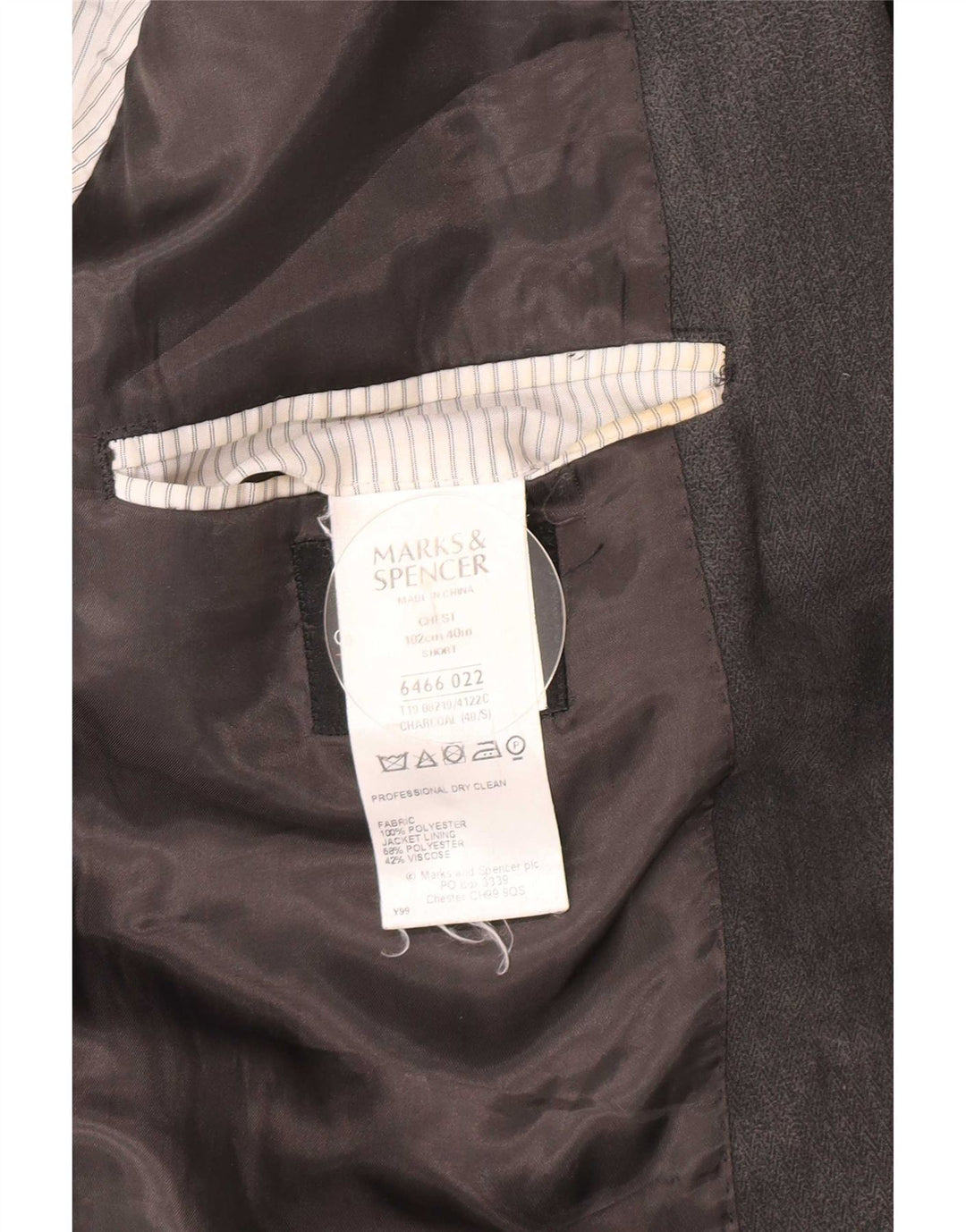 Jaqueta blazer masculina de 2 botões Marks & Spencer Reino Unido 40 espinha de peixe cinza médio