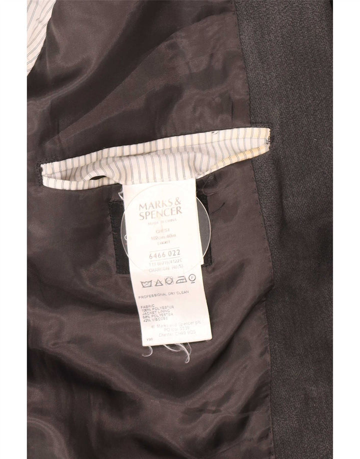 Jaqueta blazer masculina de 2 botões Marks & Spencer Reino Unido 40 espinha de peixe cinza médio