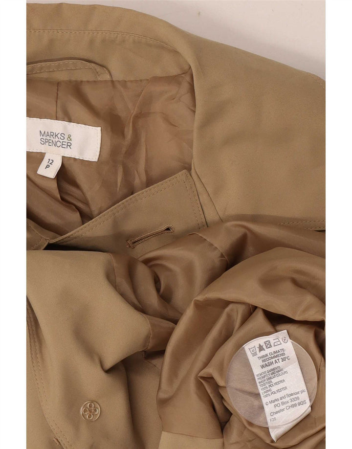 Casaco trench feminino Marks & Spencer Petite Reino Unido 12 poliéster cáqui médio