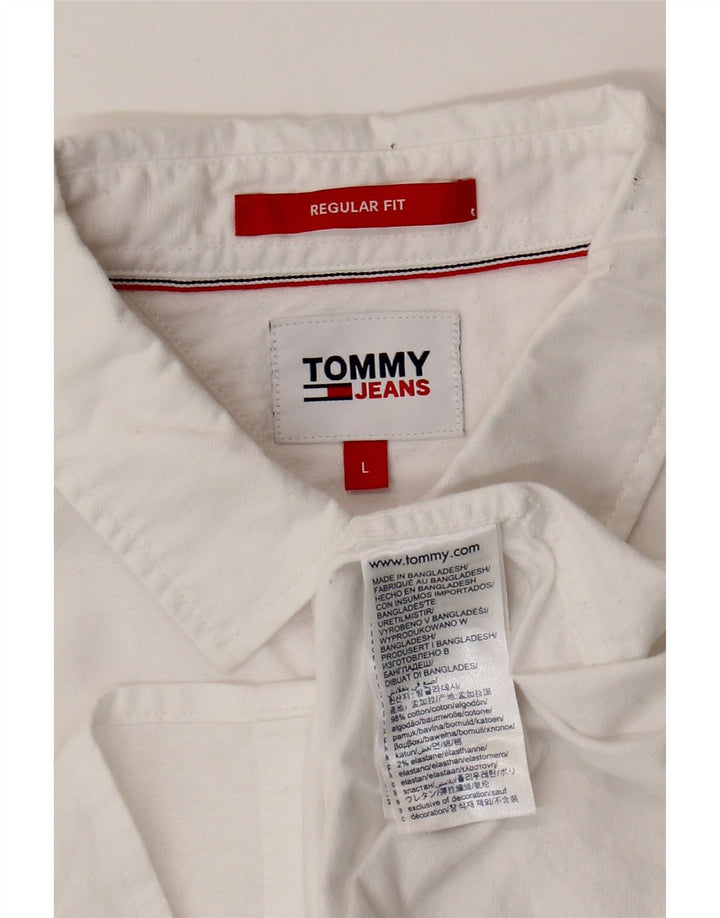 TOMMY HILFIGER Mens Regular Fit Graphic Short Sleeve Shirt Large White