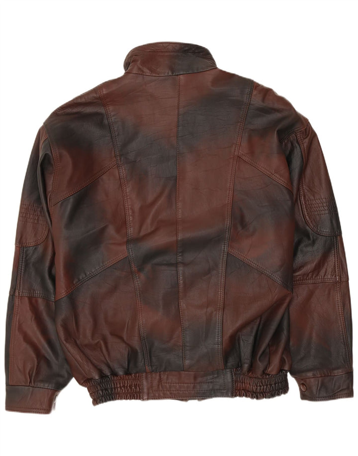 Jaqueta de couro masculina VINTAGE UK 40 grande marrom tie-dye