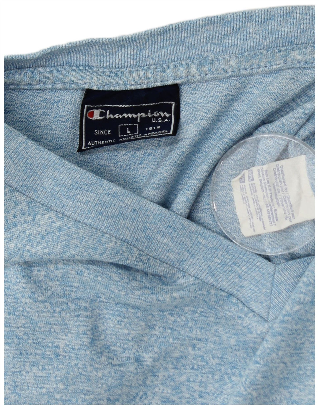 Camiseta masculina CHAMPION Top grande algodão manchado azul