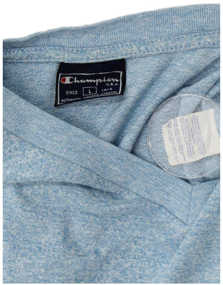 Camiseta masculina CHAMPION Top grande algodão manchado azul