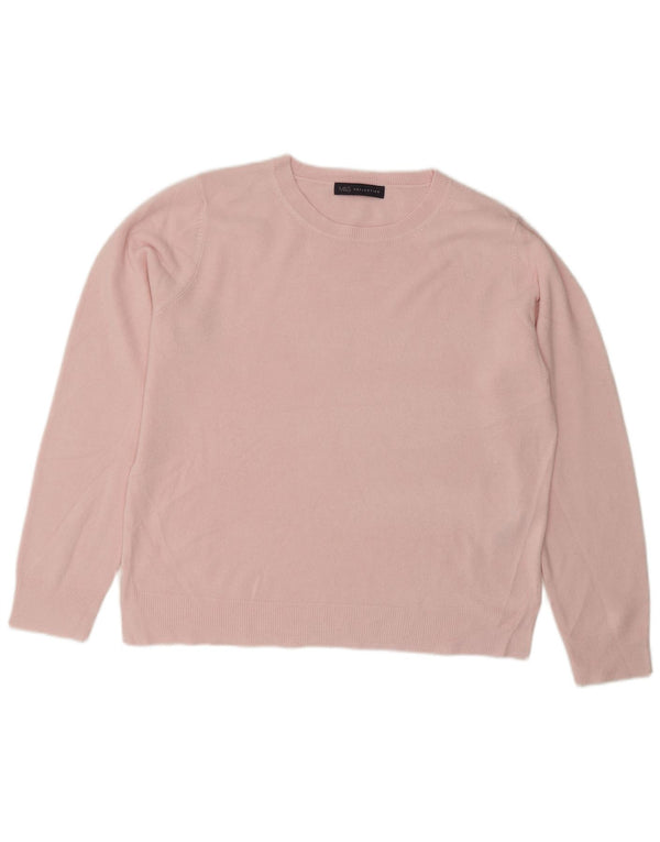 Suéter feminino Marks & Spencer com gola redonda, Reino Unido 16, grande, rosa, acrílico