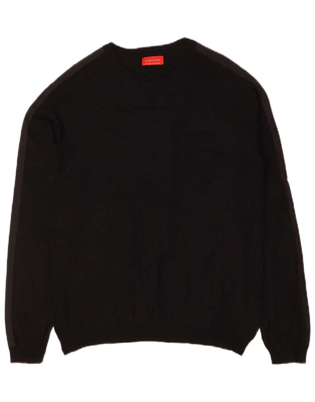 Zara Suéter masculino com gola redonda, preto médio