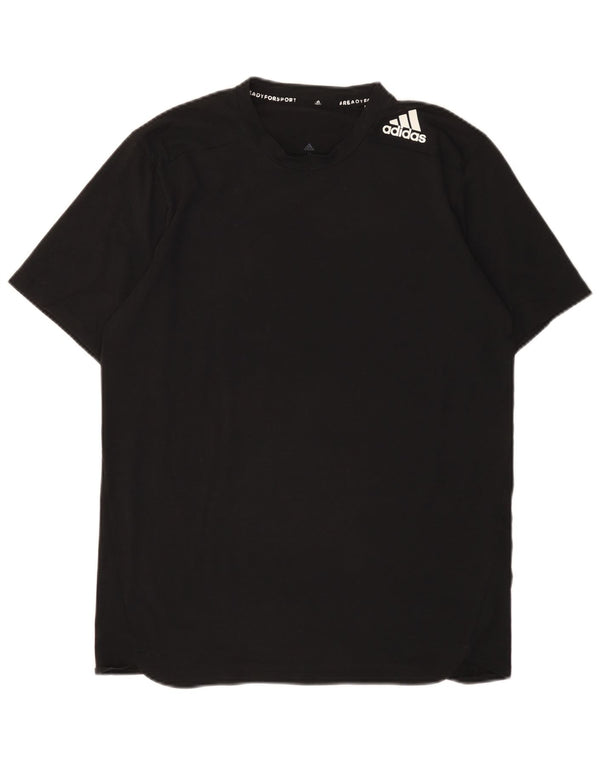 Adidas Mens Camiseta Top Médio Poliéster Preto