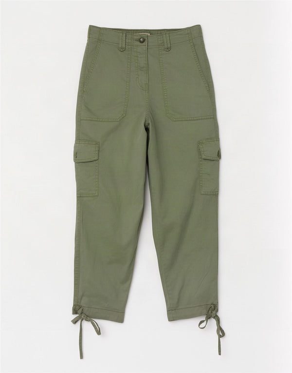 Calça cargo feminina Marks & Spencer média W26 L23 Lyocell verde