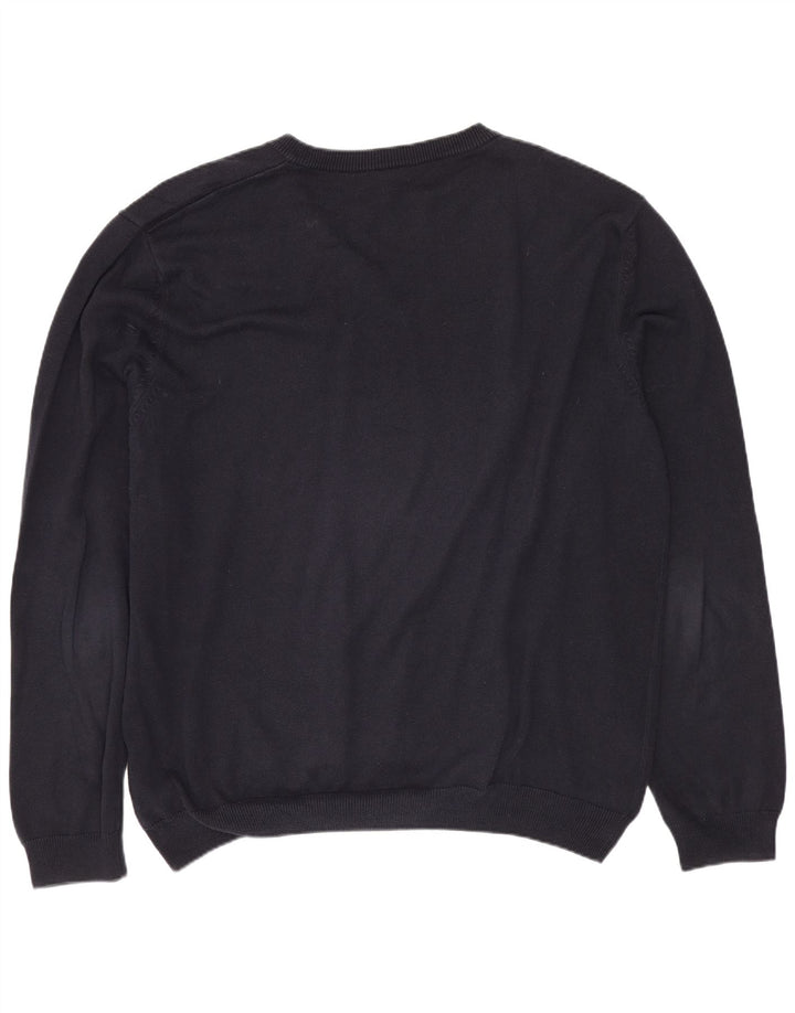 Suéter masculino HUGO BOSS com decote em V XL azul marinho algodão