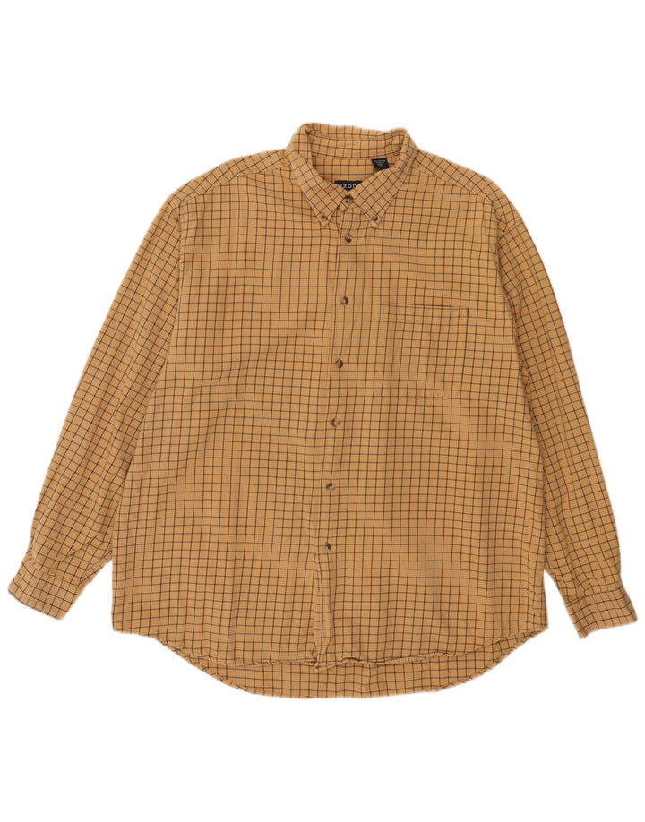 Camisa masculina de flanela IZOD XL algodão xadrez amarelo