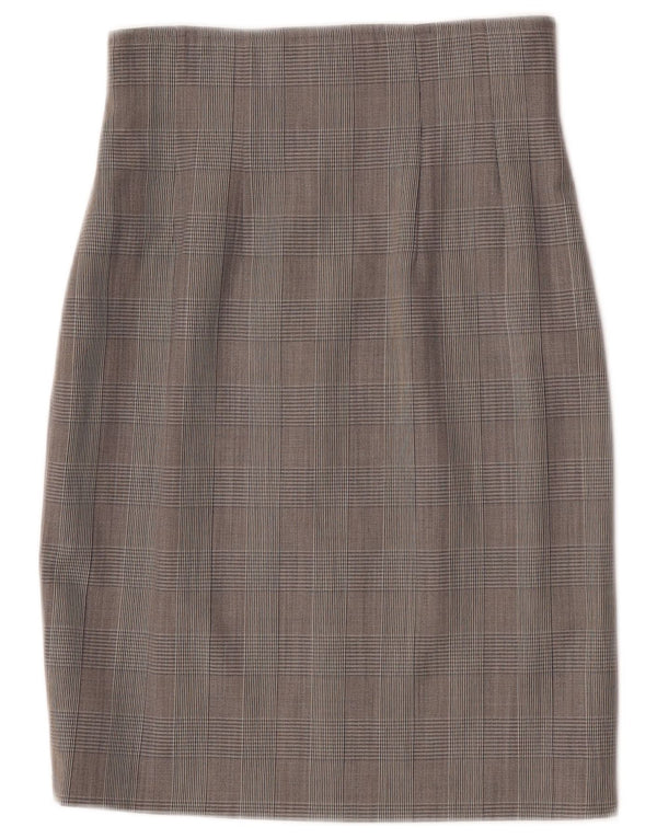 Saia lápis feminina Sportmax UK 10 pequena W25 cinza houndstooth lã virgem