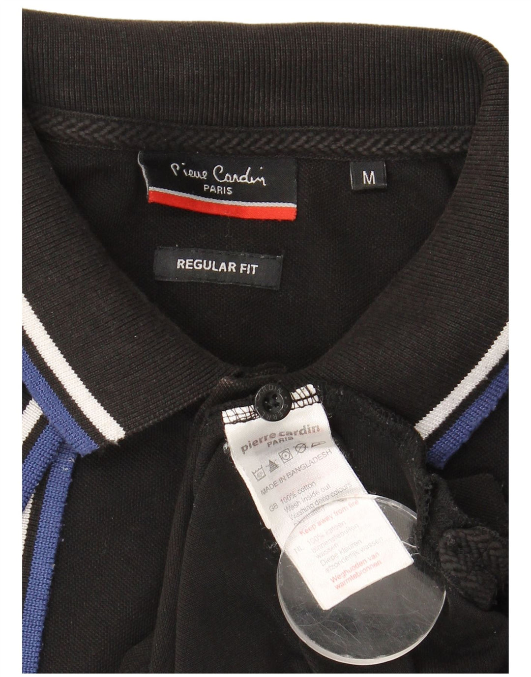 Camisa polo masculina Pierre Cardin de ajuste regular, algodão listrado preto médio
