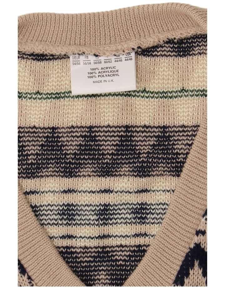 Regata masculina VINTAGE com colete UK 44/46 XL azul marinho Fair Isle acrílico