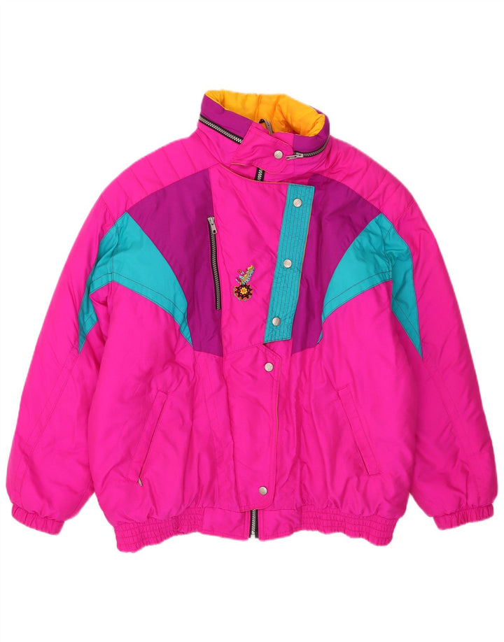 Jaqueta de esqui feminina com capuz EU 46 XL rosa Colourblock poliamida